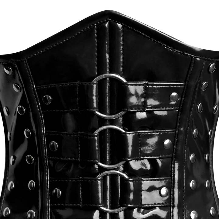 Miss Leather - Vente Corset – femme - Top corset rouge sous-poitrine pour femmes - Tenue de corset et gilet5