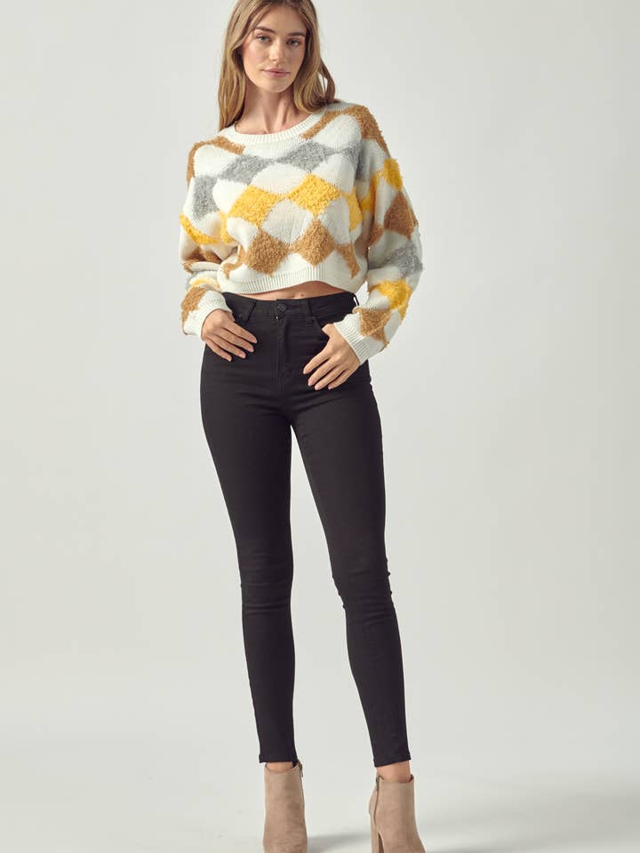 Petal Dew – wholesale Knitted jumper – Women′s – FUZY SWEATER DIAMOND PETTERNED - P0009310