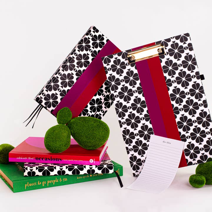 Kate Spade New York by Lifeguard Press - Wholesale Clipboard - Clipboard Folio, Black Spade Flower1