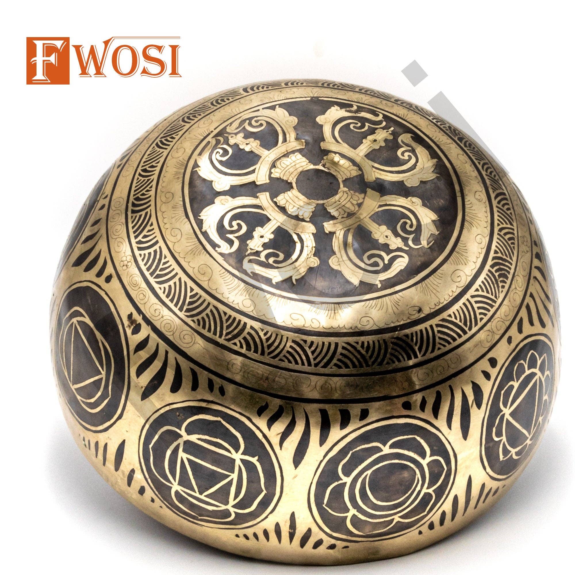 Fwosi - Venta al por mayor Artículo de meditación - Juego de Meditación con Cuenco Sonoro de 10 Pulgadas para Tallado a Mano del Señor Shiva con Mazo5