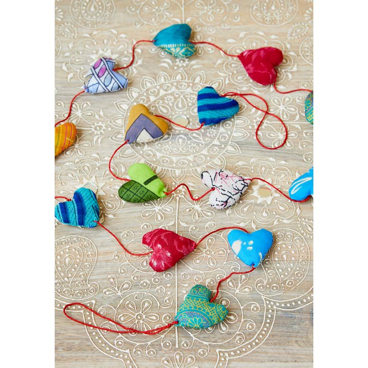 Namaste - Wholesale Bunting/Garland - Recycled Sari Garland - Hearts
