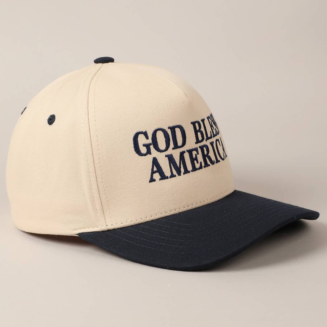 Fashion City - Wholesale Baseball Cap - Unisex - God Bless America Embroidered Two-Tone Canvas Cap5