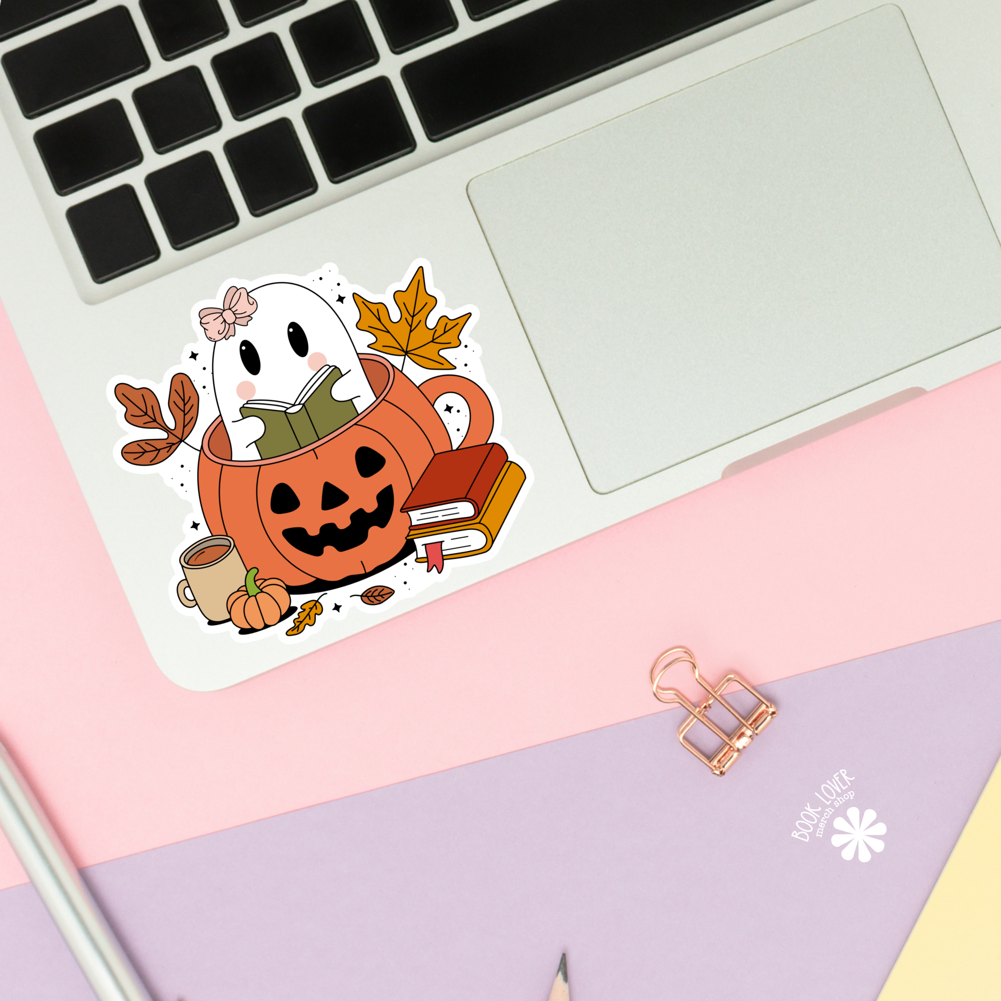 Book Lover Merch Shop - Wholesale Sticker - Cute Ghost Reading Stickers / Halloween Bookish Stickers1