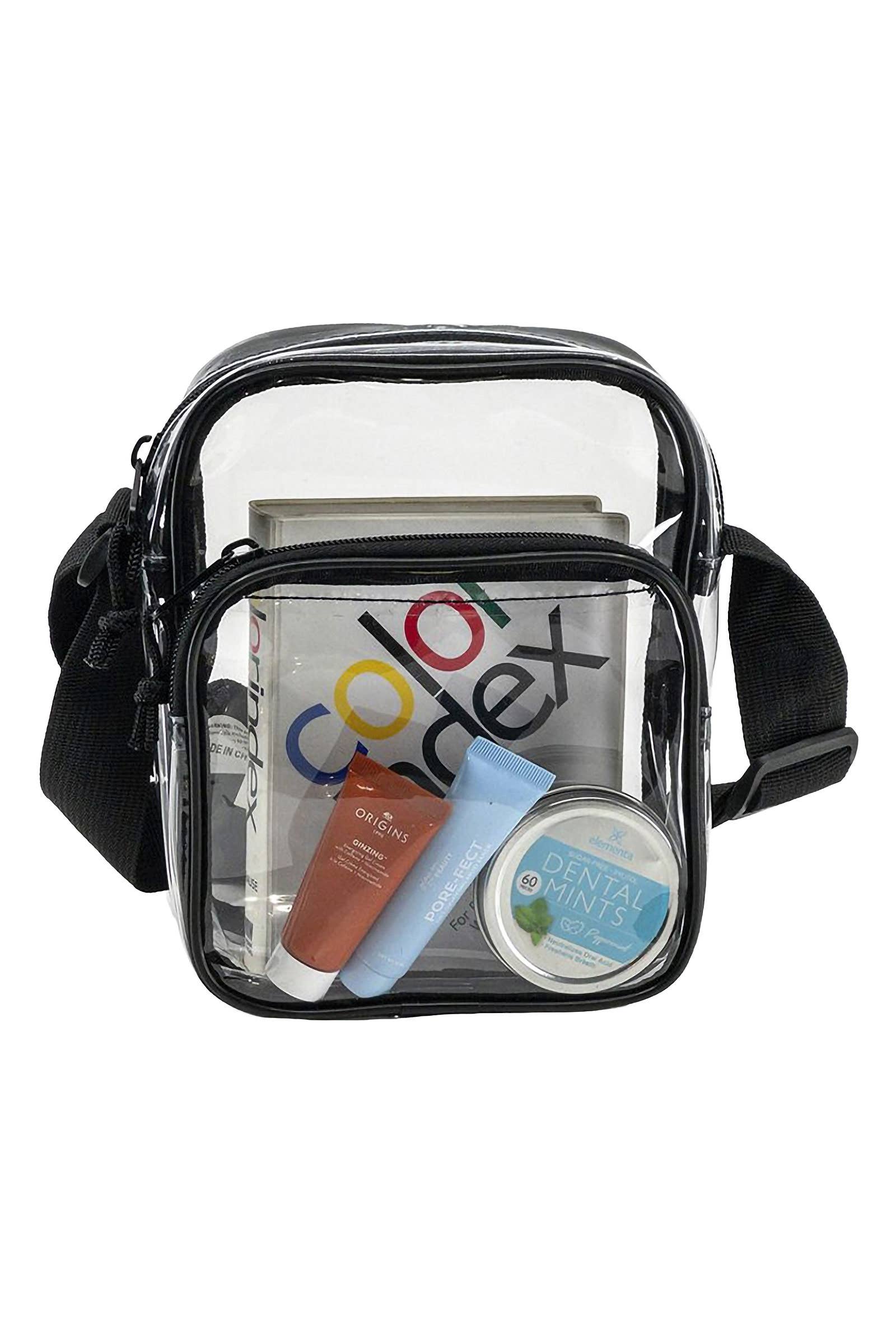 ASSORTED Clear Pvc Tall Crossbody Messenger Travel Bag for wholesale on Faire2