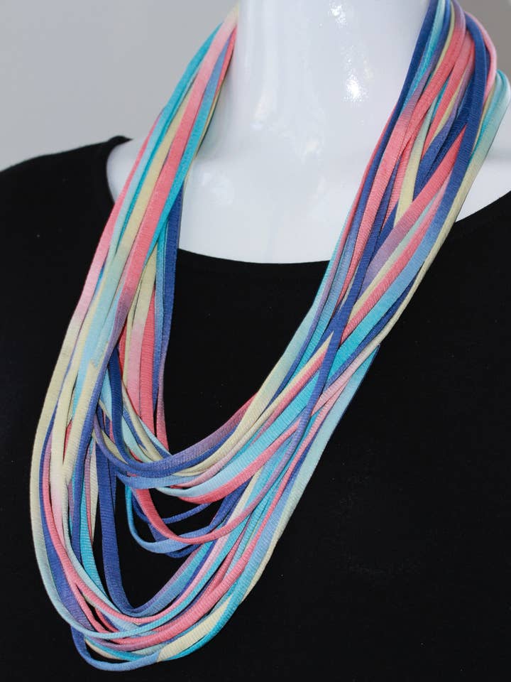 Scarf or Necklace in Rainbow Pink and Blue -Macaroon for wholesale by Necknots
