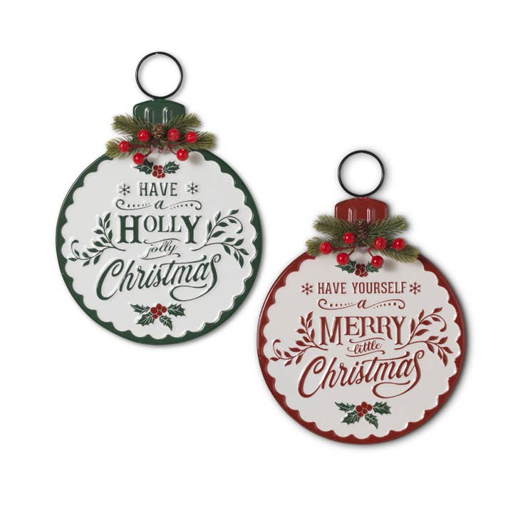 Gerson Christmas 11.8"H Embossed Metal Holiday Design Wall H for wholesale by The Gerson Companies