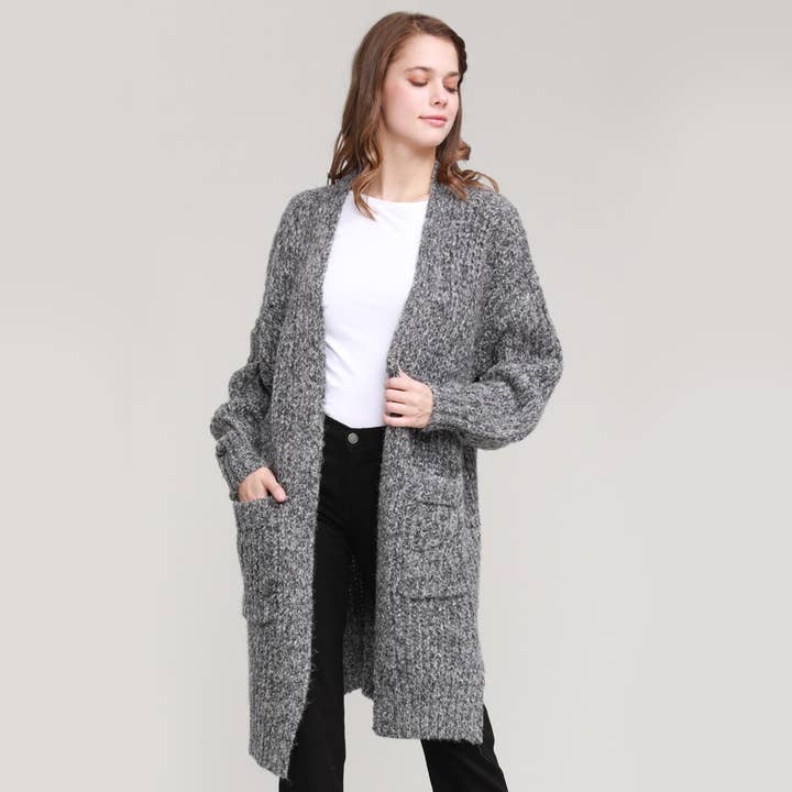 MAGLIONE CARDIGAN A COSTINE MARMORIZZATO per la vendita all'ingrosso da parte di Coin 1804