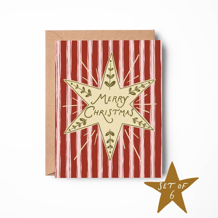 Christmas Star Card - Box Set of 6 for wholesale by Pink Pigeon Studio