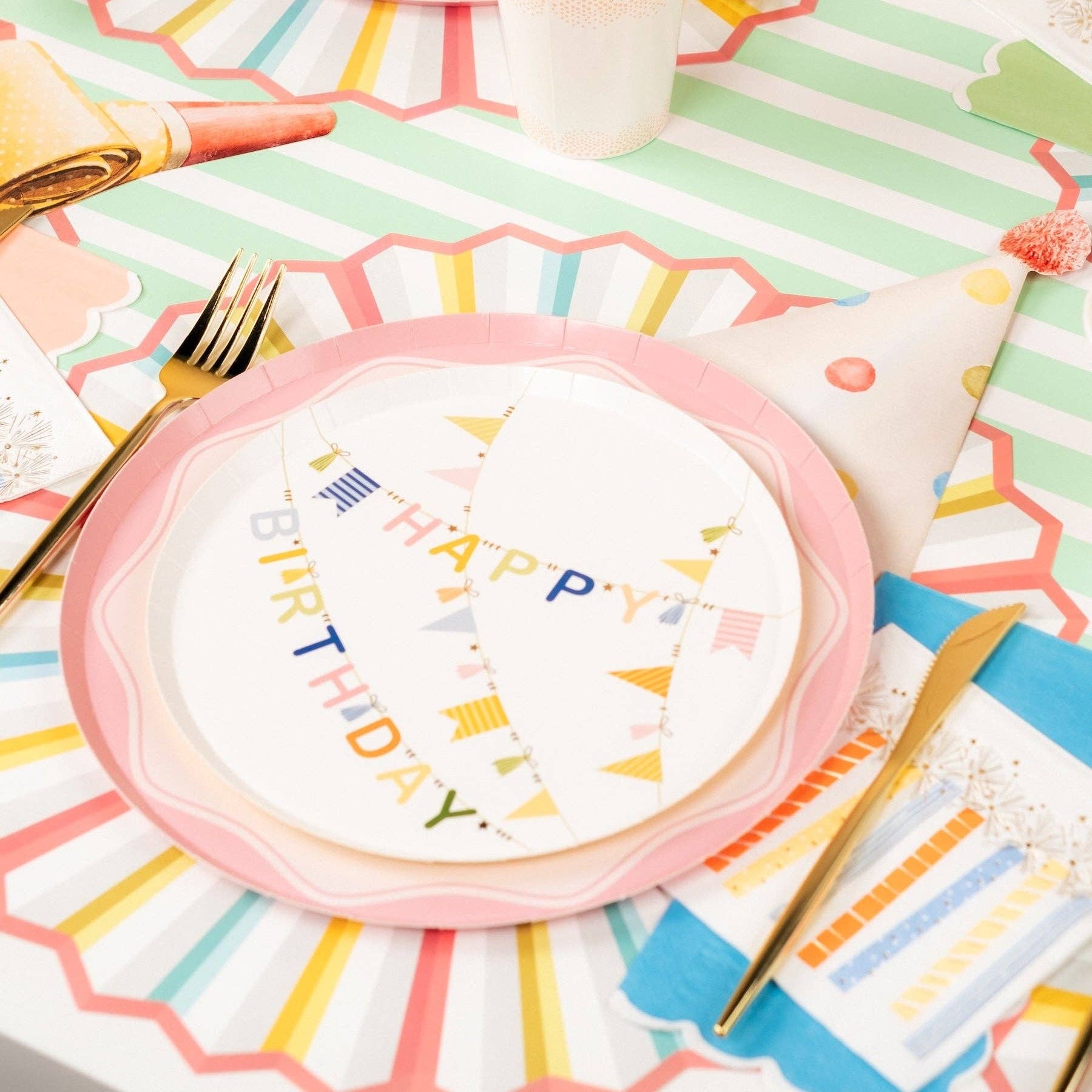Gatherings by Curated Paperie - Vente Assiette jetable - Assiettes à dessert « Birthday Cheer » HB25-DP14