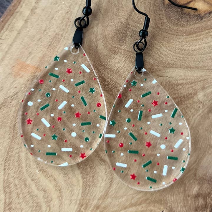 Christmas Sprinkle Earrings for wholesale by Chamness' Crafty Corner