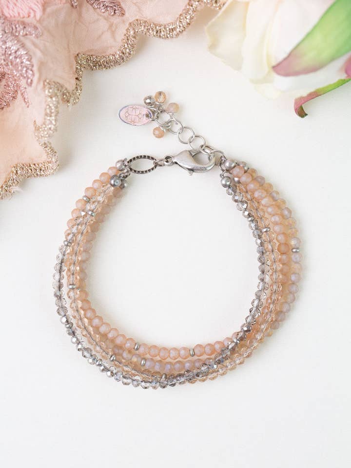 Blush 7.5-8.5" Crystal Multistrand Bracelets for wholesale by Anne Vaughan Designs Jewelry