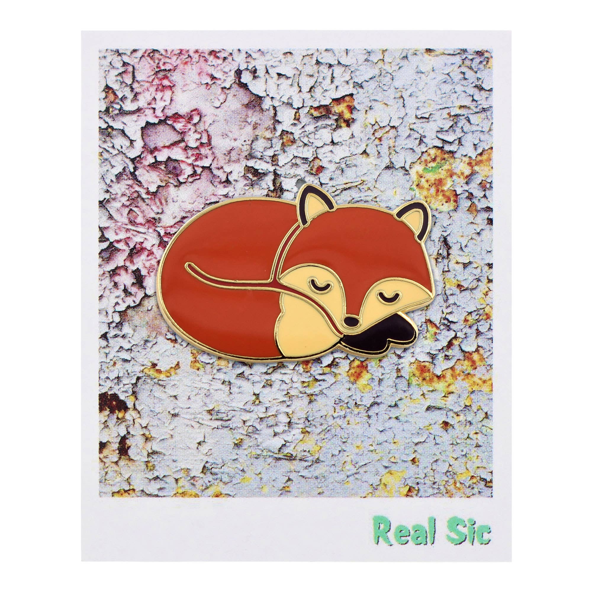 Real Sic – Alfinete/botão de lapela por atacado – Sleeping Fox - Alfinete de esmalte fofo e sonolento6
