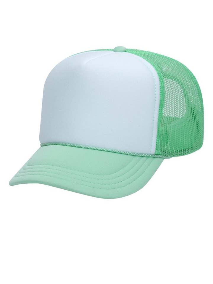 OTTO Youth Size Soft Mint Green with White Foam Front High Crown Trucker Hat for wholesale by Wholesale Accessory Market
