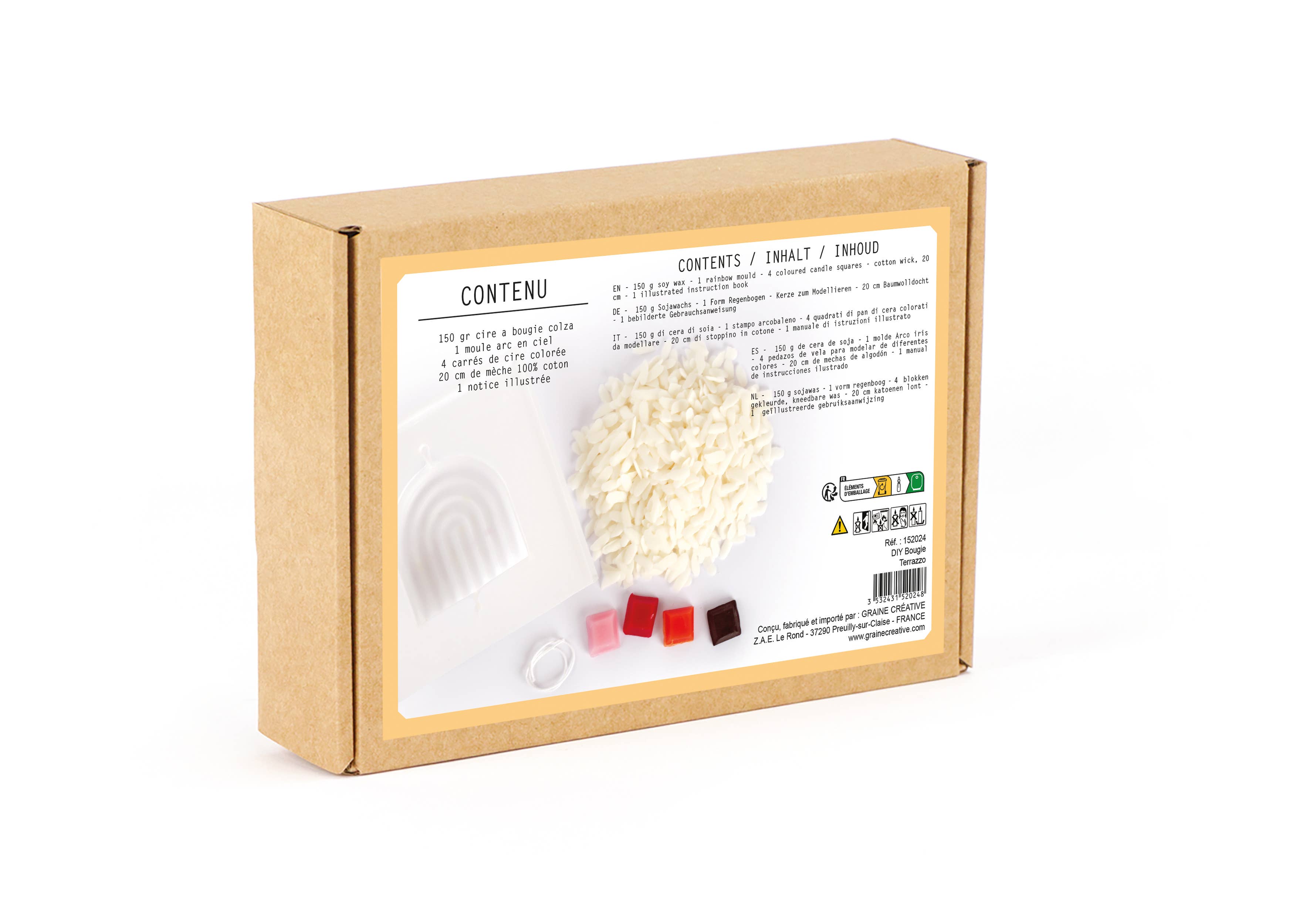 Graine Créative - Vente Lot de jouets – enfant - KIT DIY BOUGIE TERRAZZO ARC EN CIEL3
