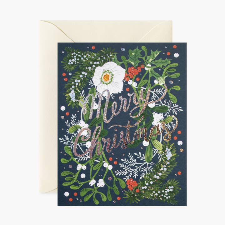 CHRISTMAS WREATH | greeting card for wholesale by Botanica Paper Co.