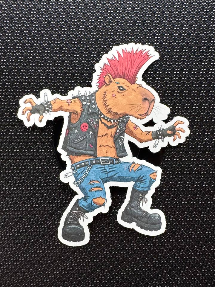 Punk-Rock-Capybara-Aufkleber für den Großhandel von thegloomycottage