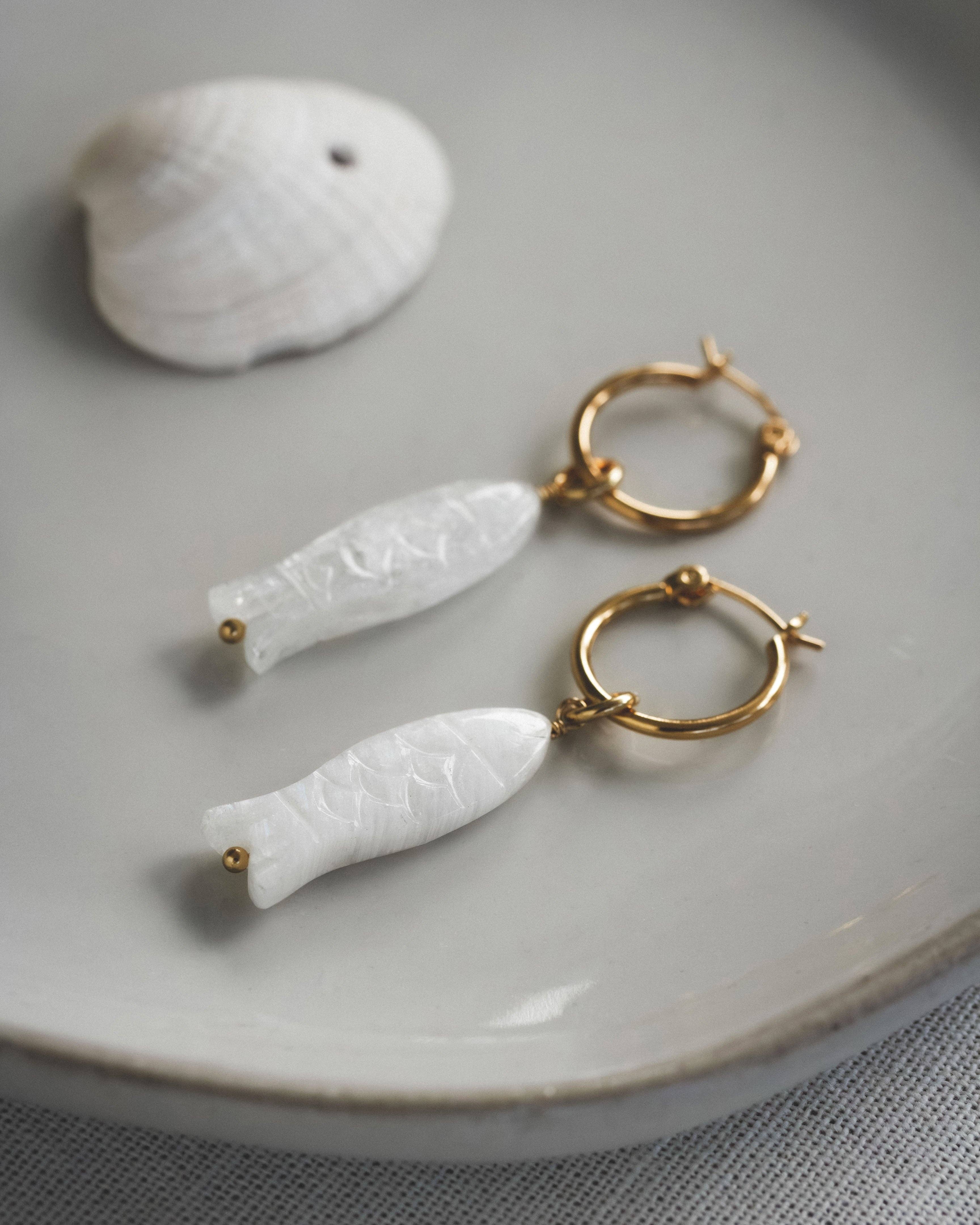 Luna Norte - Wholesale Hoop Earrings - La Pesca Bella Gemstone Charm Hoop Earrings1