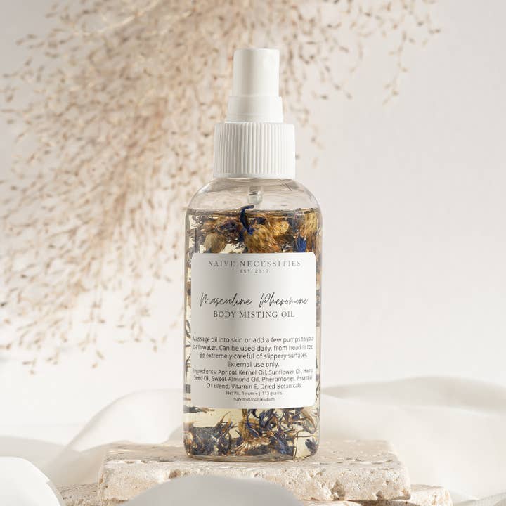 Aceite corporal en spray con feromonas masculinas de 4 oz para venta al por mayor de Naive Necessities
