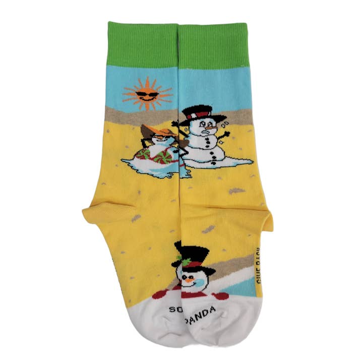 Chaussettes Bonhommes de Neige de Plage de Sock Panda (Adulte Petit - Pointures 34-37) pour la vente par Sock Panda