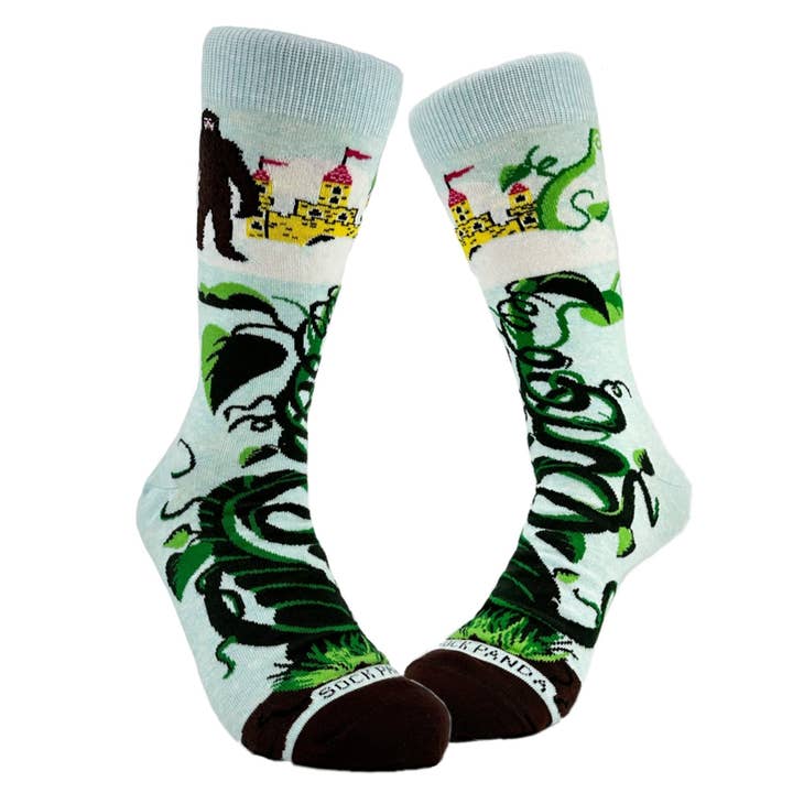 Bigfoot and the Beanstalk Socks from the Sock Panda (Adult Large - Men's Shoe Sizes 8-12) for wholesale by Sock Panda