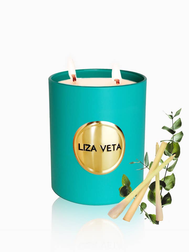 Vela aromática de eucalipto y citronela, turquesa mate para venta al por mayor de LIZA VETA