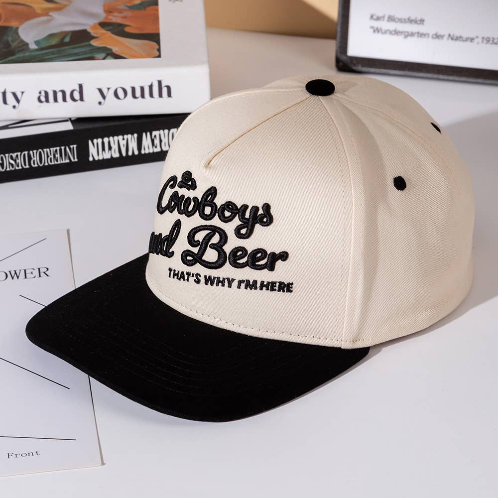 Sensibling Corp. – Großhandel Basecap – Unisex – COWBOY UND BIER Nachricht Gestickte Fünf-Panel-Canvas-Snapback-Baseballkappe2