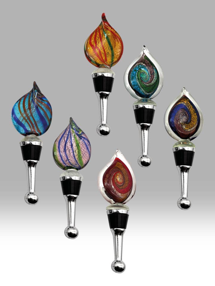 Leaf & Dream Bottle Stoppers - Set of 6 for wholesale by Nobile Glassware Ltd.