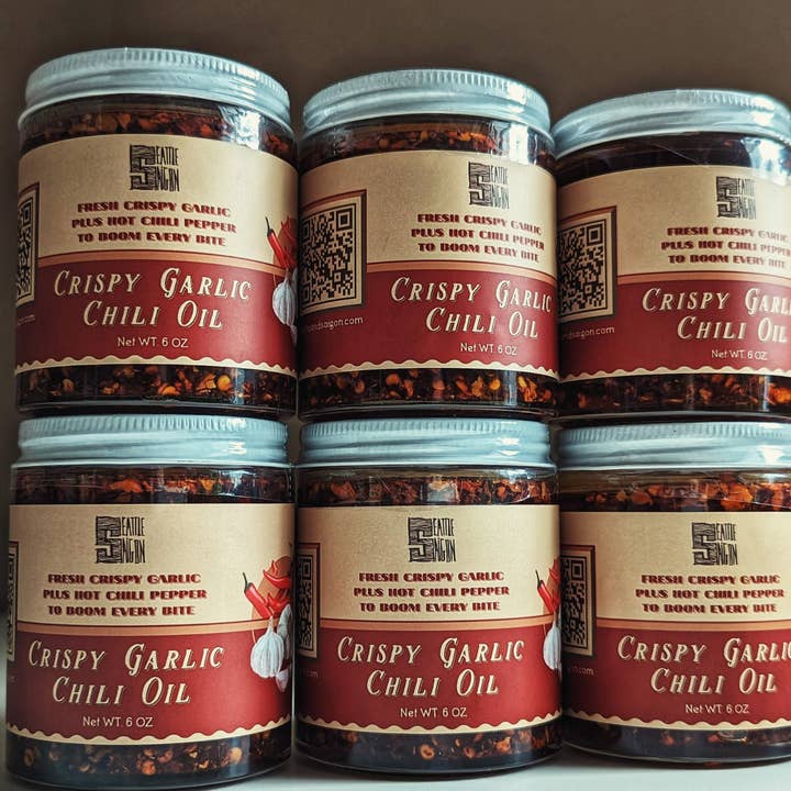 Seattle and Saigon - Wholesale Hot Sauce - CRISPY GARLIC CHILI OIL, Do-everything Viet sauce,Made in WA3