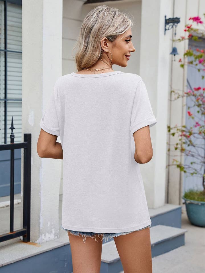 Lovesoft - Wholesale T-Shirt - Women's - V-Neck Loose Short Sleeve T-Shirt2