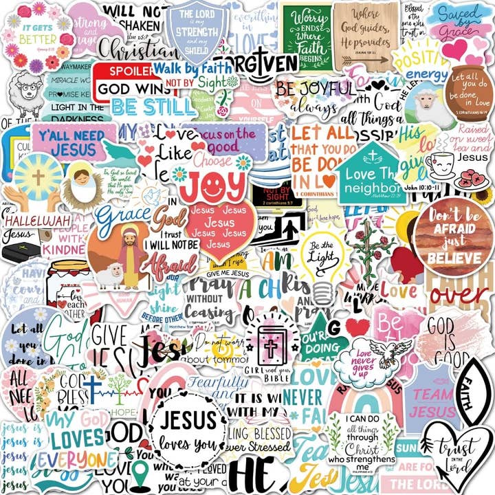 100-Pack Stickers Christian for wholesale by EL NIDO DESIGN