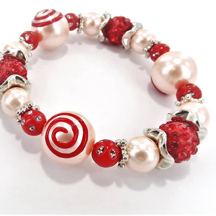 Heart Beaded Bracelet, Valentine Mothers Day Gift for Her for wholesale by Fiona Accessories