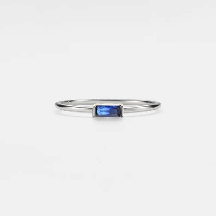 Perimade & Co. LLC - Wholesale Single Stone/Solitaire Ring - Baguette Cut Birthstone Stacking Ring in 925 Sterling Silver