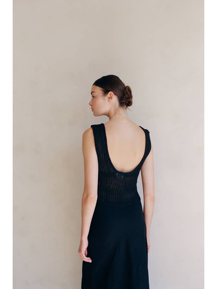 Schwarz AW1063 | Strickpullover Baumwolle Polyester Durchsichtiger Tanktop für den Großhandel auf Faire3