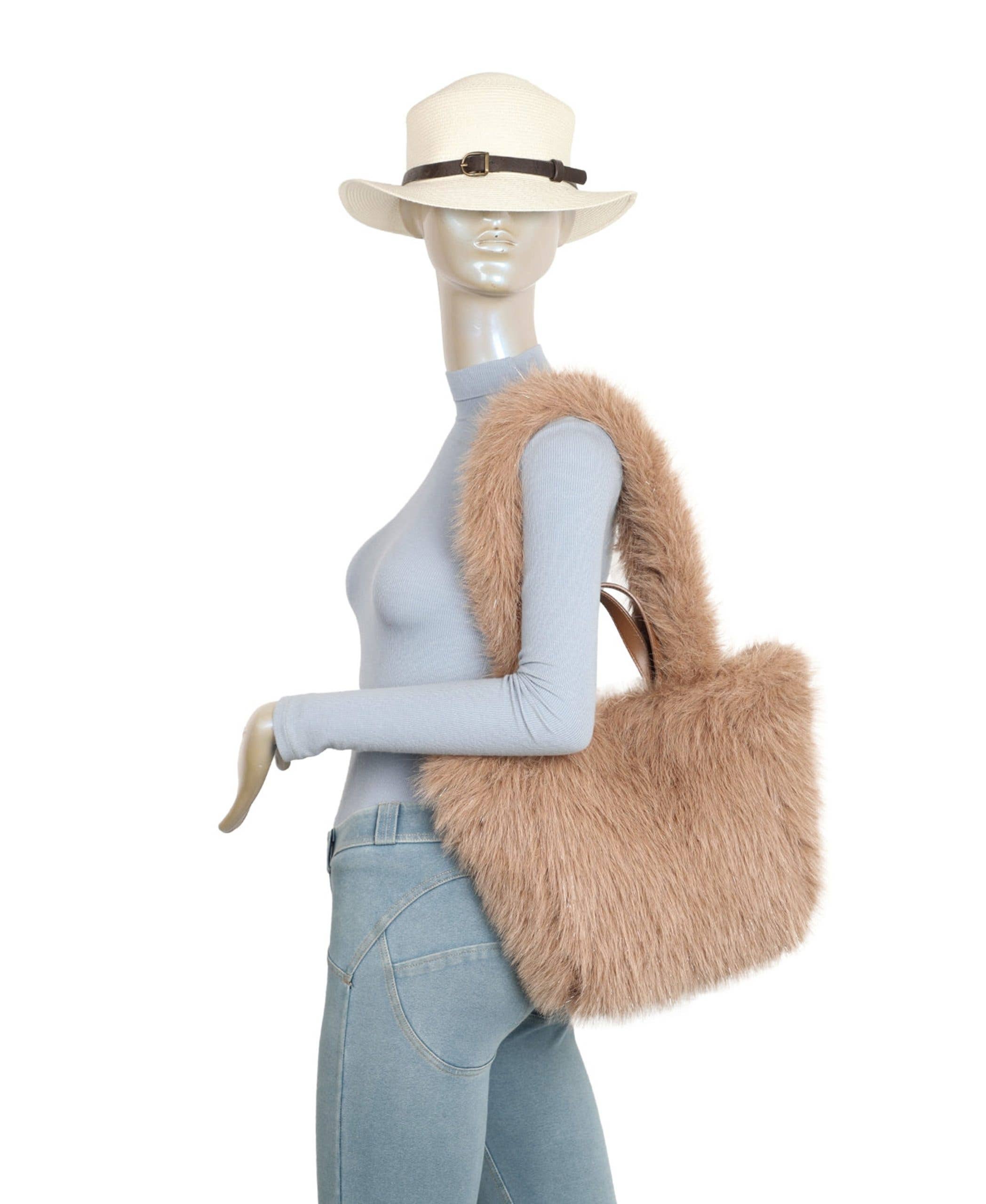 Ellas Trading – wholesale Bärkasse - Dam – Vändbar axelväska i leopardmönstrad fuskpäls med glitter13