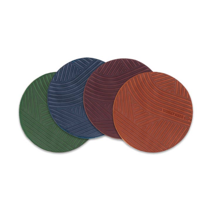 Leather Coasters (Line Texture) for wholesale by Woolly Made