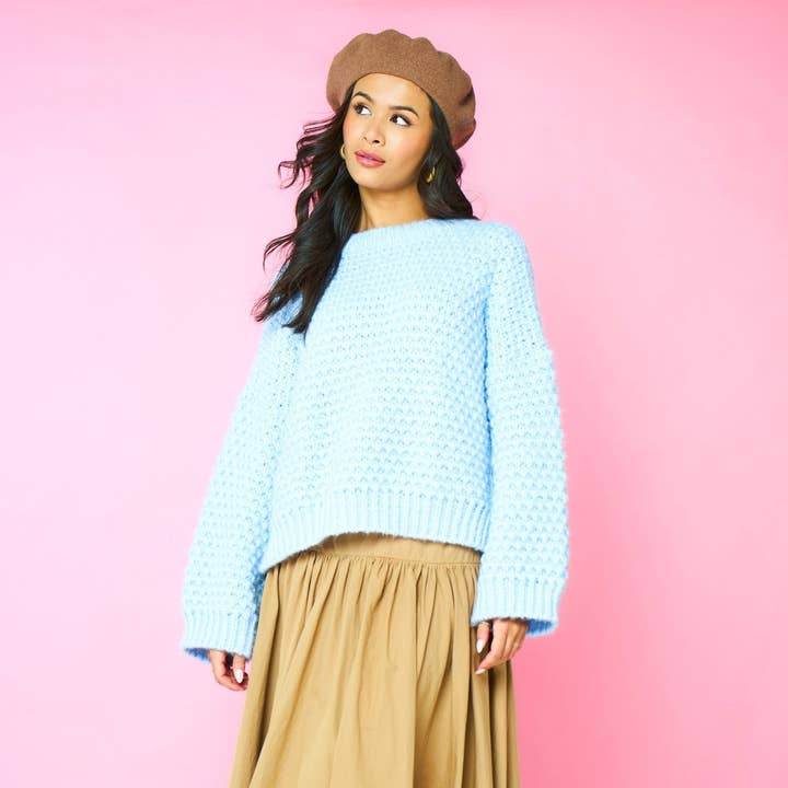 Darwin Oversized Chunky Knit Jumper Blue for wholesale on Faire6