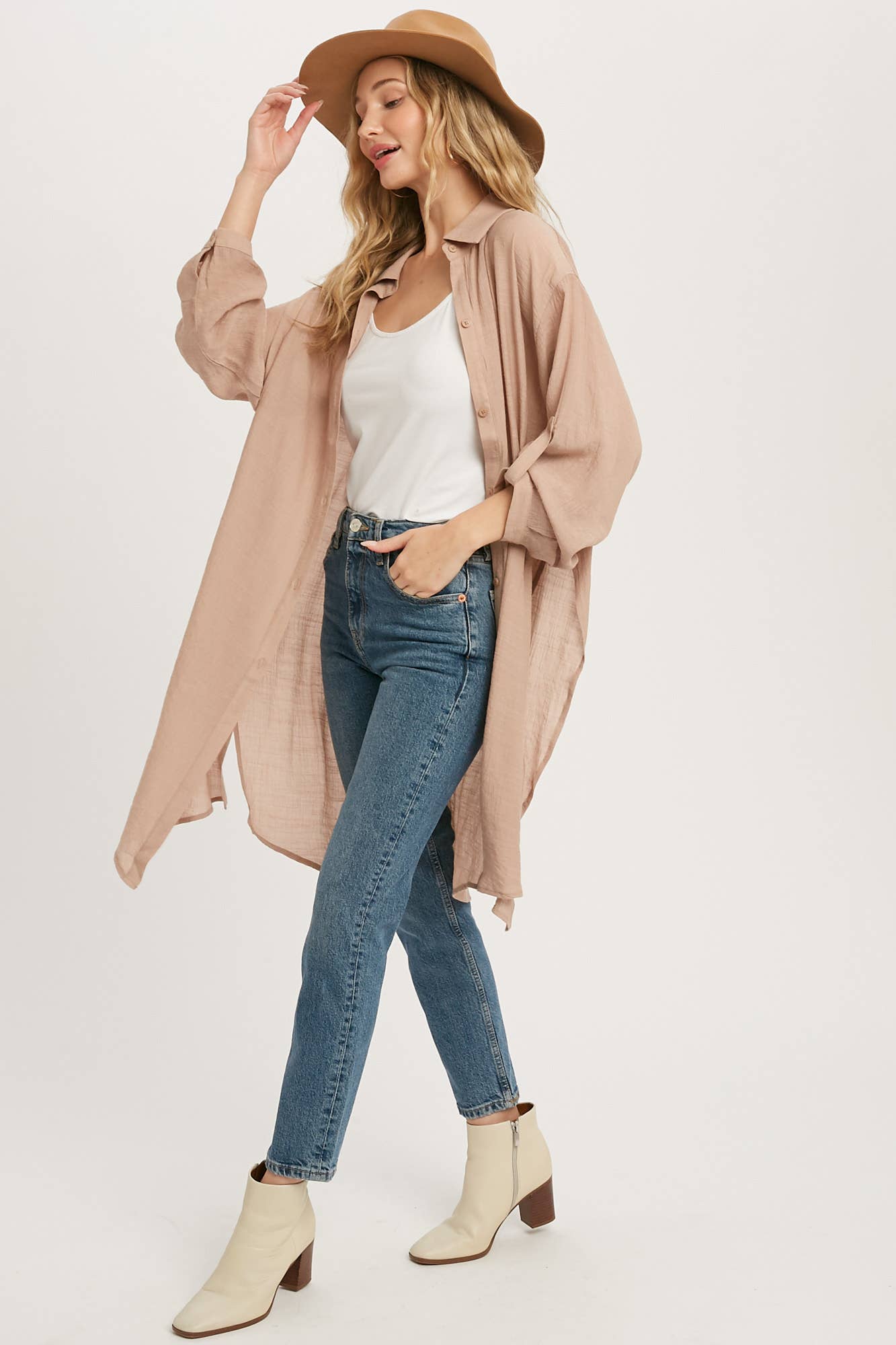 Bluivy - Wholesale Button Down Shirt - Women's - BUTTON-UP VENTED LONGLINE SHIRT47