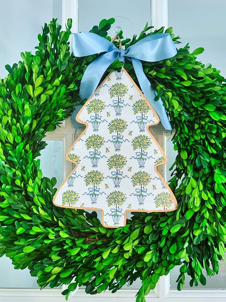 Handmade Christmas Door Hanger - Lemon Tree 12” for wholesale by SoCharm Designs