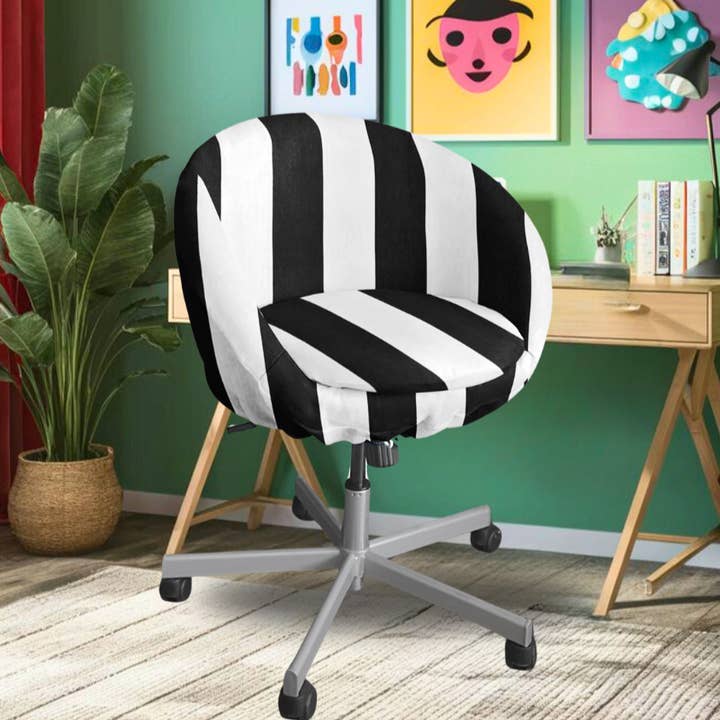 Rockin Cushions - Wholesale Chair/Sofa Slipcover - Black and White Cabana Stripe Slip Cover, Compatible with IKEA SKRUVSTA