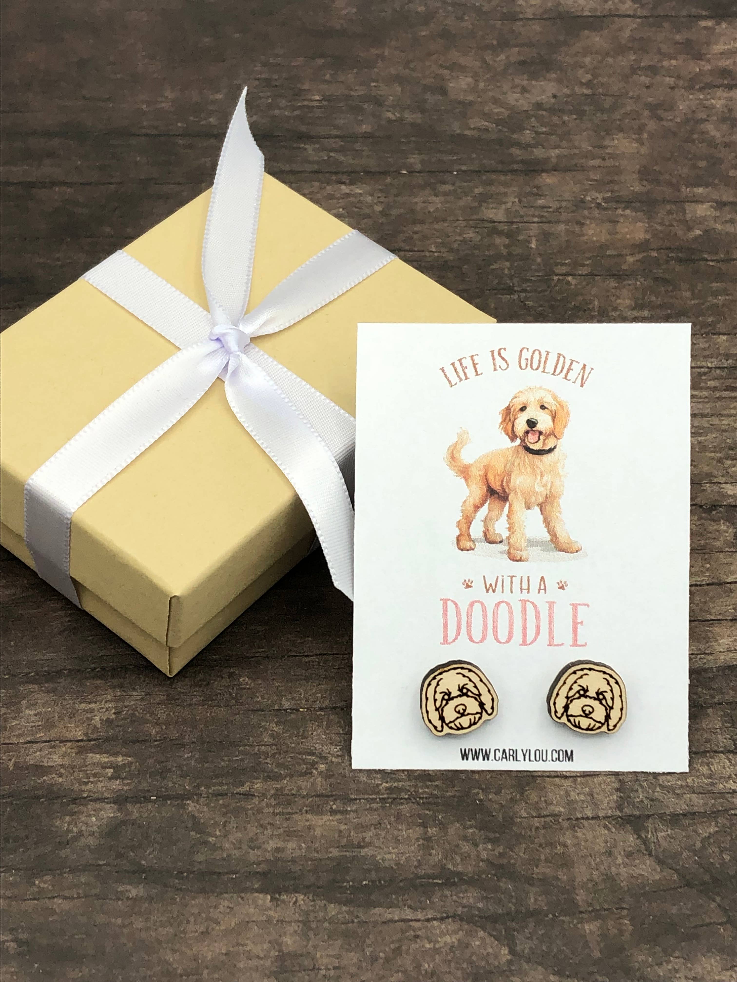 Carly Lou - Wholesale Stud/Post Earrings - Golden Doodle Earrings - Goldendoodle Mom Dog Earrings4