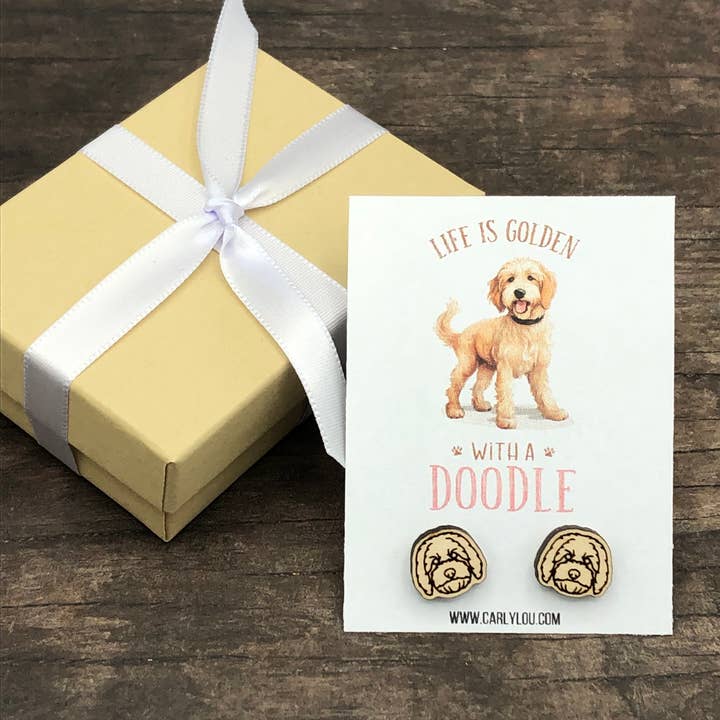 Carly Lou - Wholesale Stud/Post Earrings - Golden Doodle Earrings - Goldendoodle Mom Dog Earrings4