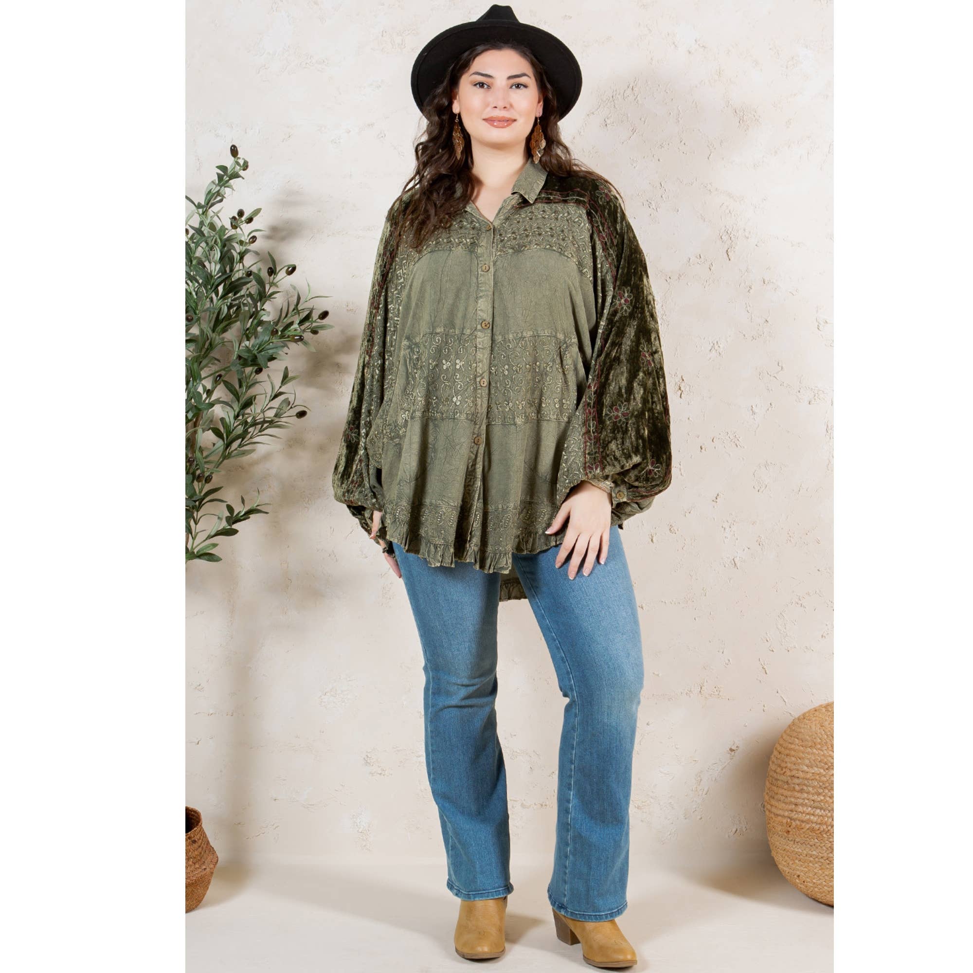 Young Threads - Wholesale Button Down Shirt - Women's - Bohemian Elegance: Stonewashed Rayon Top0