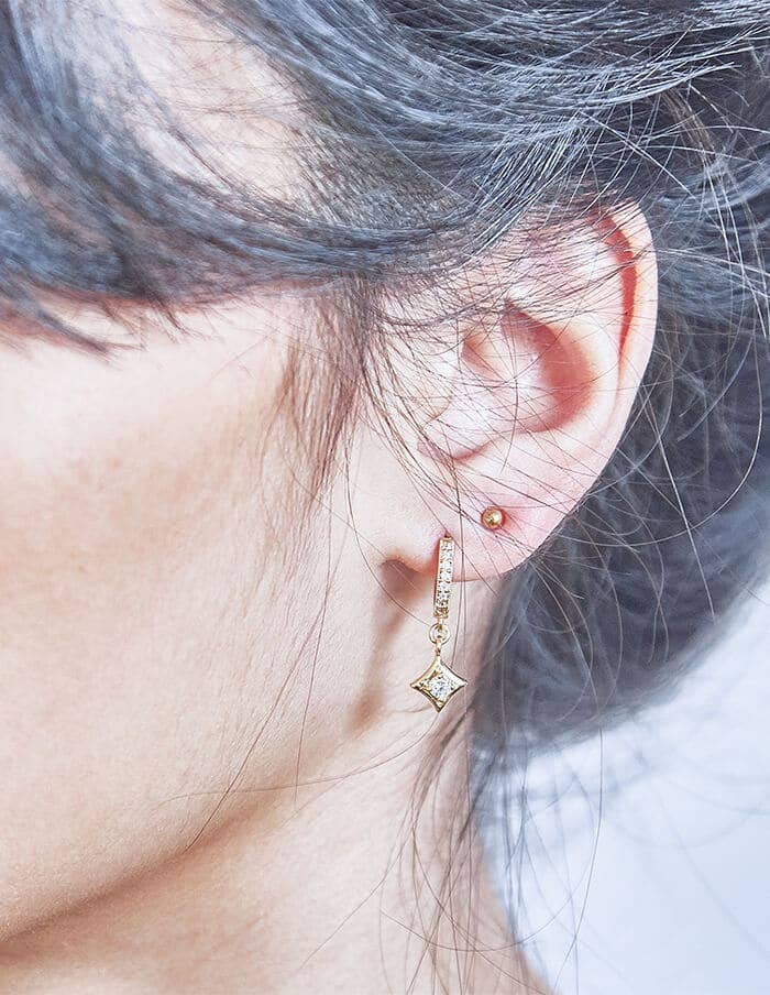 Admiral Row Jewelry - Wholesale Huggie Earrings - Pave Geometric Huggie Earrings - Jewelry1