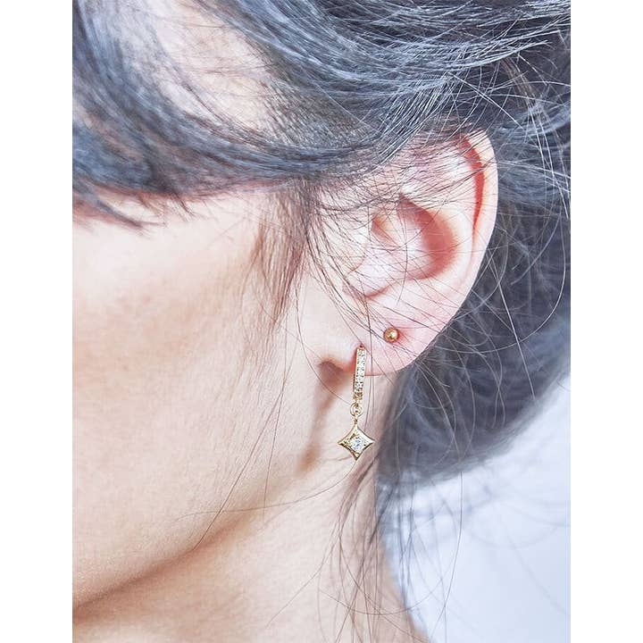 Admiral Row Jewelry - Wholesale Huggie Earrings - Pave Geometric Huggie Earrings - Jewelry1