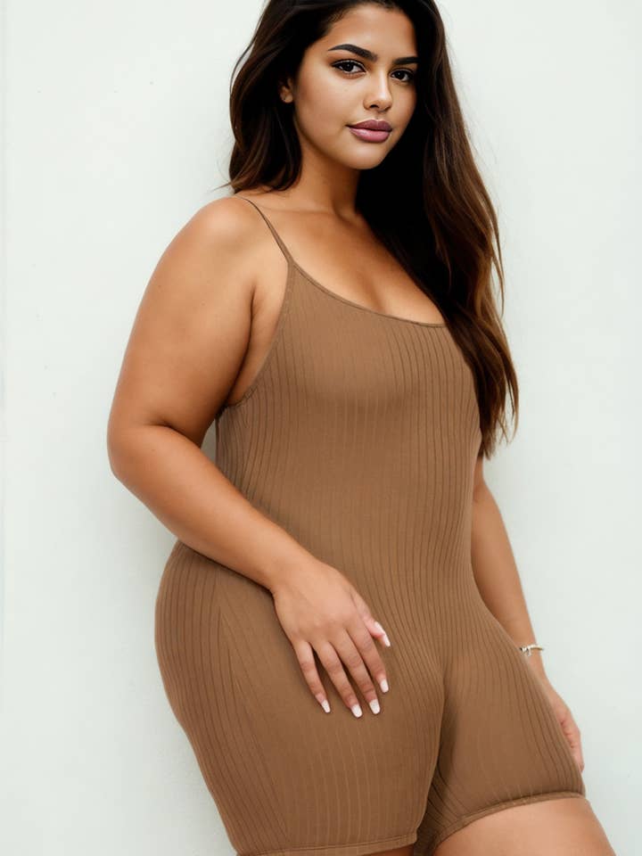 CAPELLA APPAREL - Wholesale Romper - Women's - Plus Ribbed Bodycon Romper6