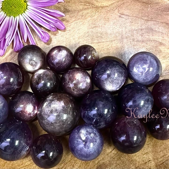 KayleeNYC - Wholesale Spiritual Stone/Crystal - 0.5 lb Natural Lepidolite Purple Mica Spheres Crystal Ball