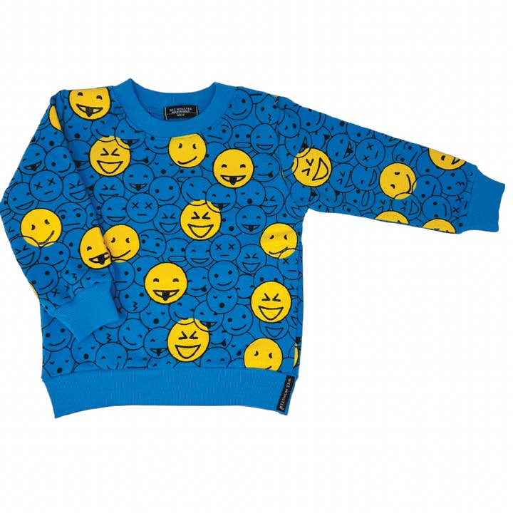 Monster Face Blue Sweatshirt - All Over Print for wholesale by Wee Monster