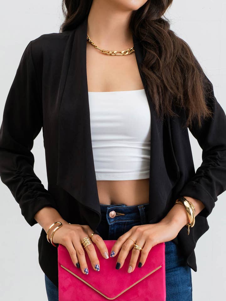 3/4 ROUCHED SLEEVE BLAZER for wholesale by MINE