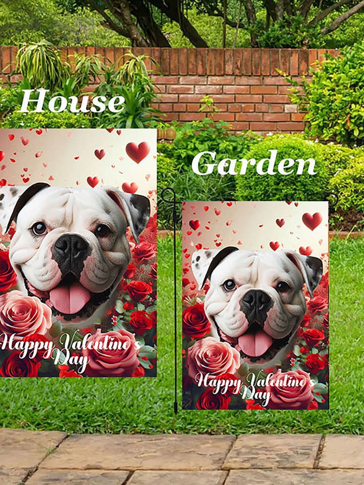 Amer. Bulldog - Valentine Garden Flag for wholesale by Best of Breed Products