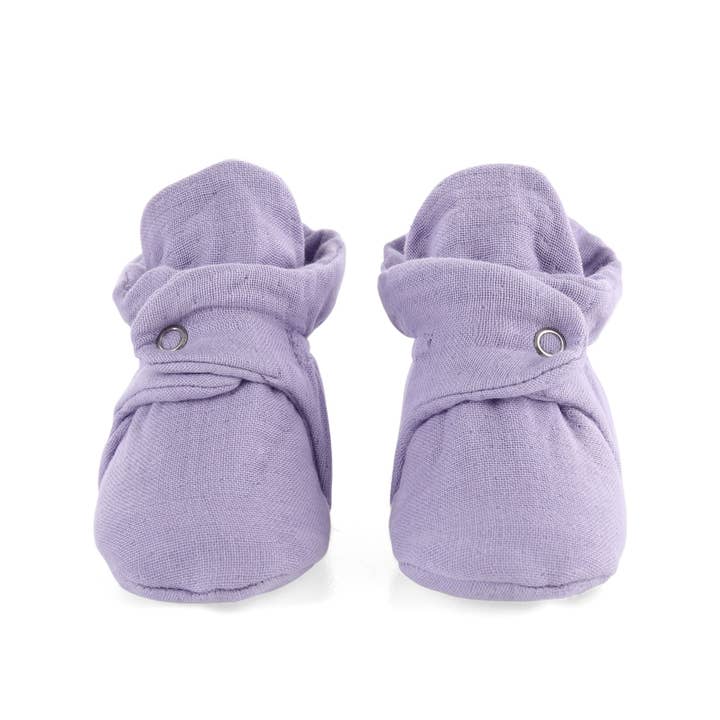 Organic Cotton Muslin Baby Booties, Newborn Stay On Booties for wholesale by Ella Bonna